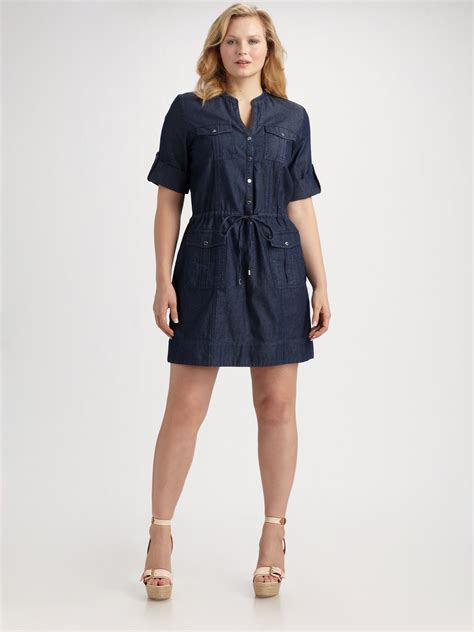 michael kors denim shirt dress|michael kors long sleeve dresses.